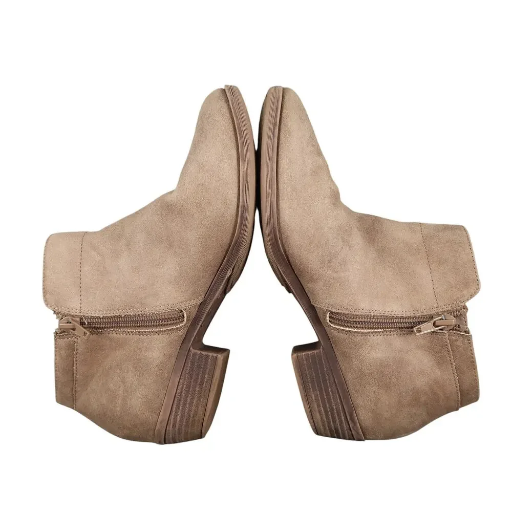 Maurices Shoes Womens 7 Ankle Booties Casual Fashion Side Zip Boot Block Heel